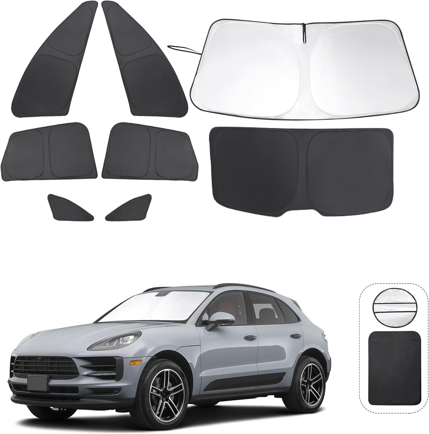 TINGLU Window Shades for Porsche Macan 2014-2024 Accessories Car Side Full Windows Rear Triangular Windshield Sun Shade Sun UV Rays & Privacy Protection for Camping,Napping,and Relaxing 8PCS
