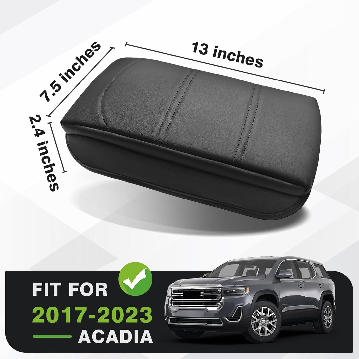 Muslogy Center Console Cover 1-Inch Extra Thick Armrest Pad Compatible with 2017-2023 GMC Acadia Arm Rest Cushion Padding Anti-Scratch Console Leather Lid Protector