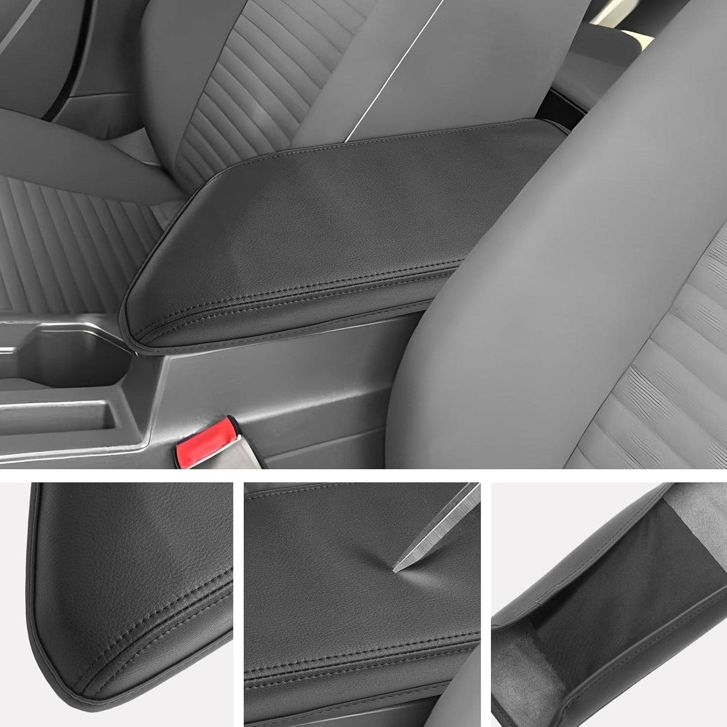 SXCY for 2020-2025 VW Jetta Armrest Cover for Volkswagen Jetta 2025 Armrest Console Cover 2020-2024 2025 Jetta Center Console Cover 2025 Jetta Middle Console Cover (Black Stitched Slim)