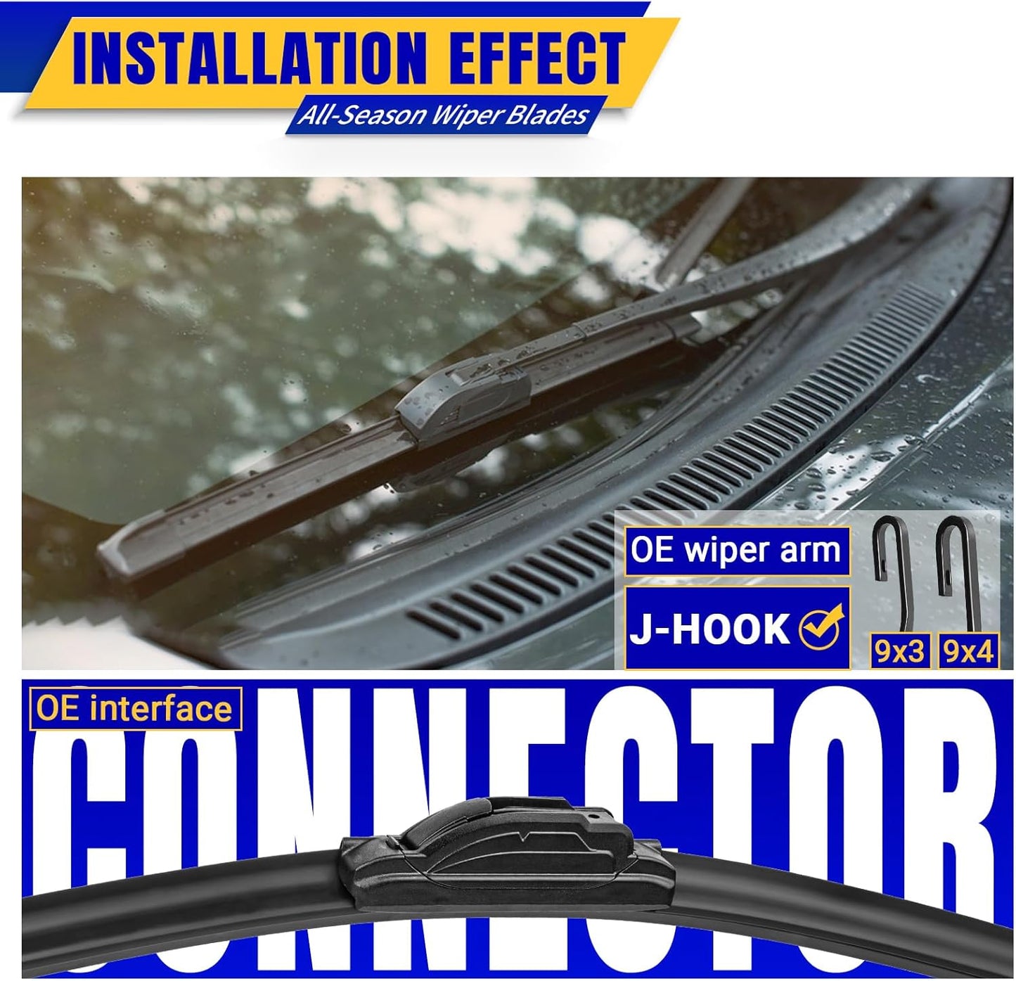 3 wipers Replacement for 2018-2020 2021 Chevy Equinox, Windshield Wiper Blades Original Equipment Replacement - 24"/18"/13" (Set of 3) U/J HOOK