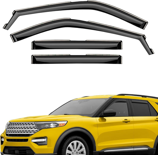 Extra Durable Window Deflectors in-Channel Window Visors Rain Guards Fit for Ford Explorer 2020-2025, Sun Visors, Wind Vent for Shades, Exterior Car Accessories - 4 pcs. AG0902