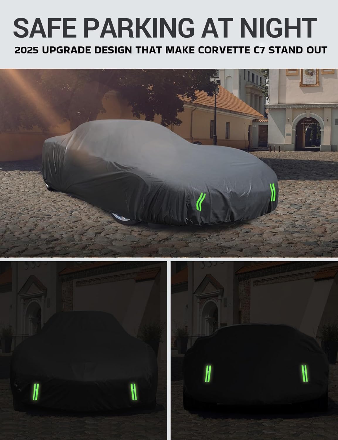 Proadsy 2025 Upgrade Car Cover Compatible with C7 Corvette 2014-2019 Windproof All Weather Waterproof Sun Rain UV Dust Snow Protection Outdoor Covers