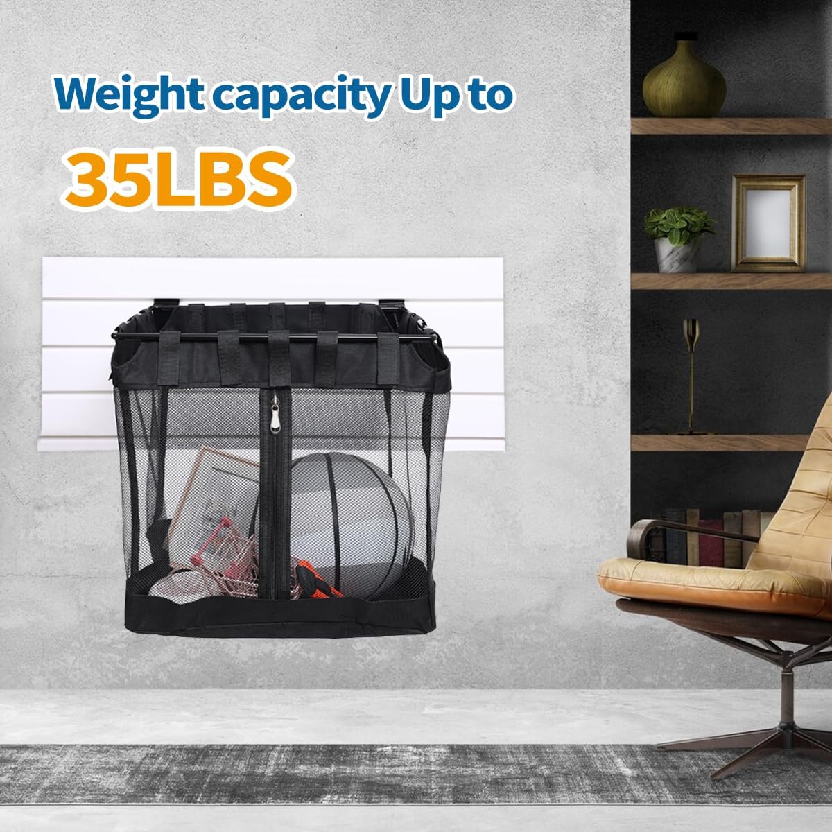 4Pcs Large Slatwall Baskets Mesh Slatwall Baskets with Zipper Mounted Storage Baskets Hanging Slatwall Accessories for Shops Rooms Storage Display Organizing(16 * 12 * 16inch)