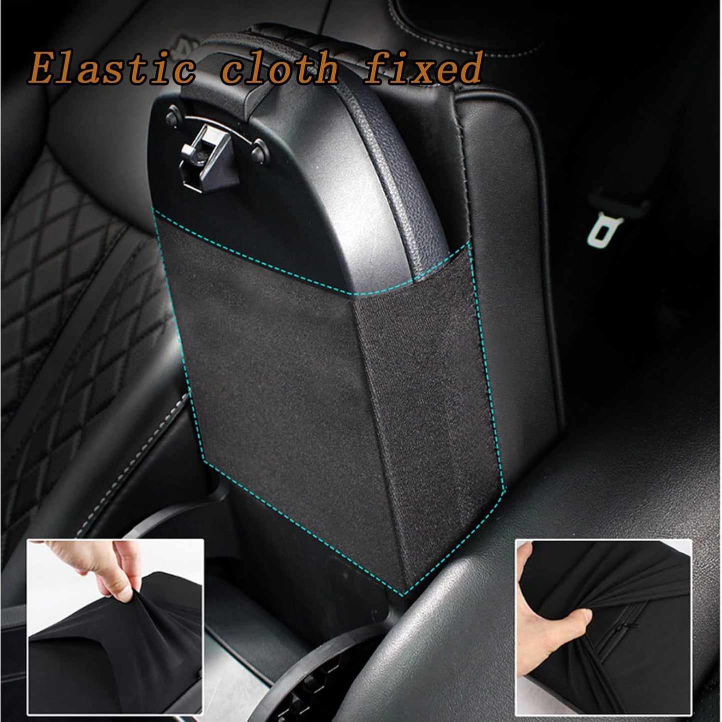 Car Center Console Cover, Memory Foam Car Armrest Cover, Black Arm Rest Covering Car, Middle Organizer Elbow Pillow, Leather armrest Cover for Car/SUV/Truck/Auto (No.2 Black)