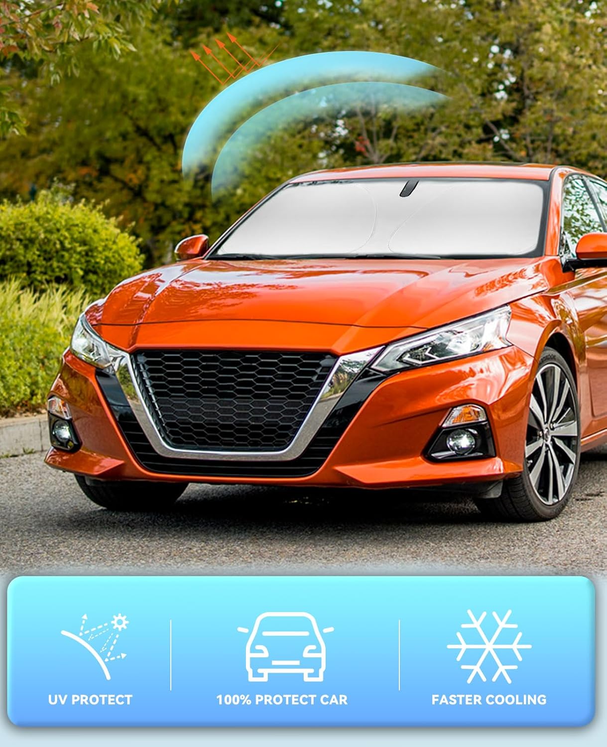 Sun Shade for Altima Windshield Sunshades for Nissan Altima 2018 2017 2016-2007 Accessories Windshield Cover Foldable Front Window Shields Sun Visor Protect Car Blocks UV Rays