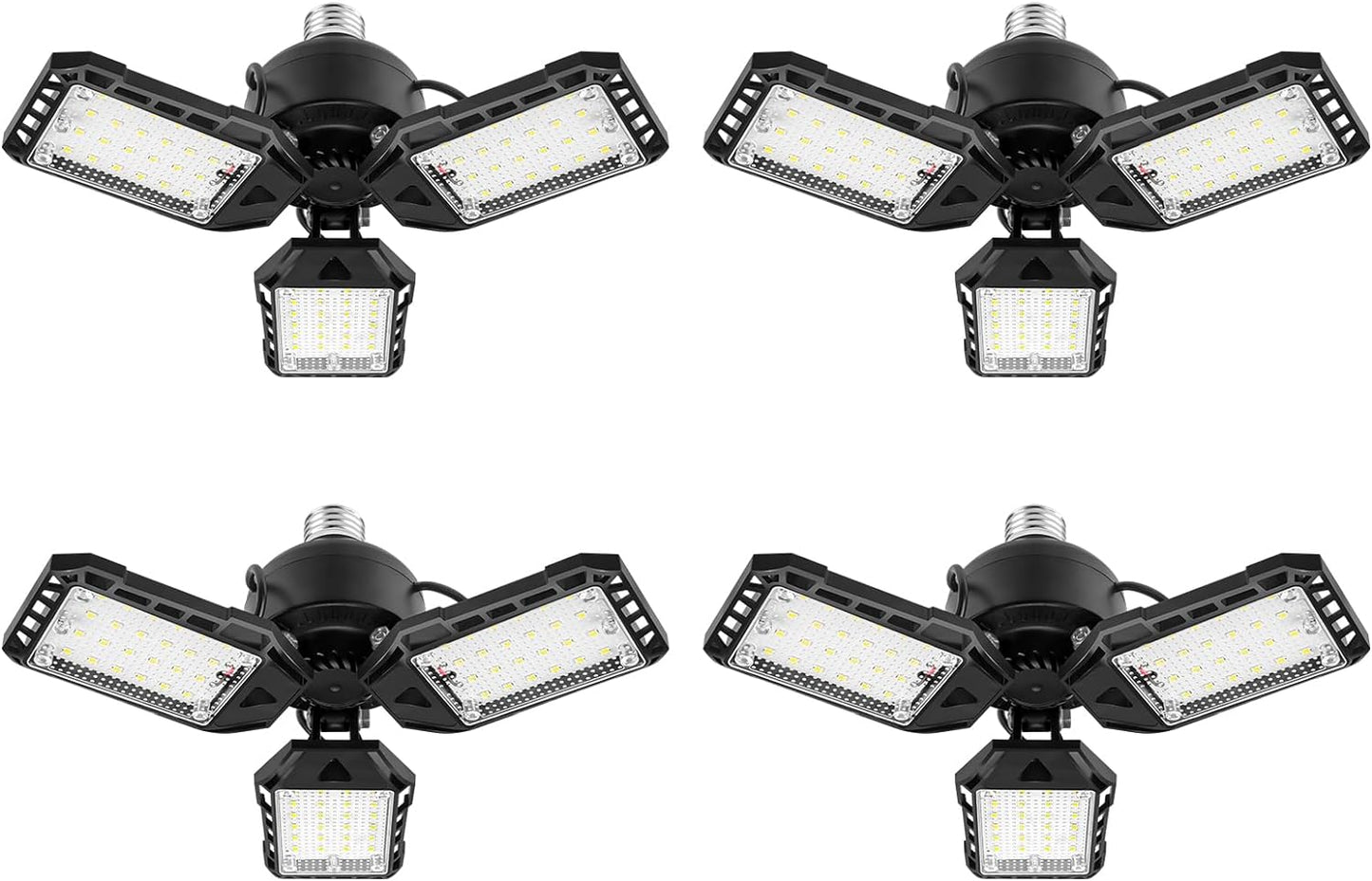 LED Garage Lights Bulb 4 Pack -80W, 8000LM 6500K Led Shop Light with 3 Deformable Panels, Basement Barn Light Garage Ceiling Lights, E26/E27 for Garage, Warehouse, Shop, Basement