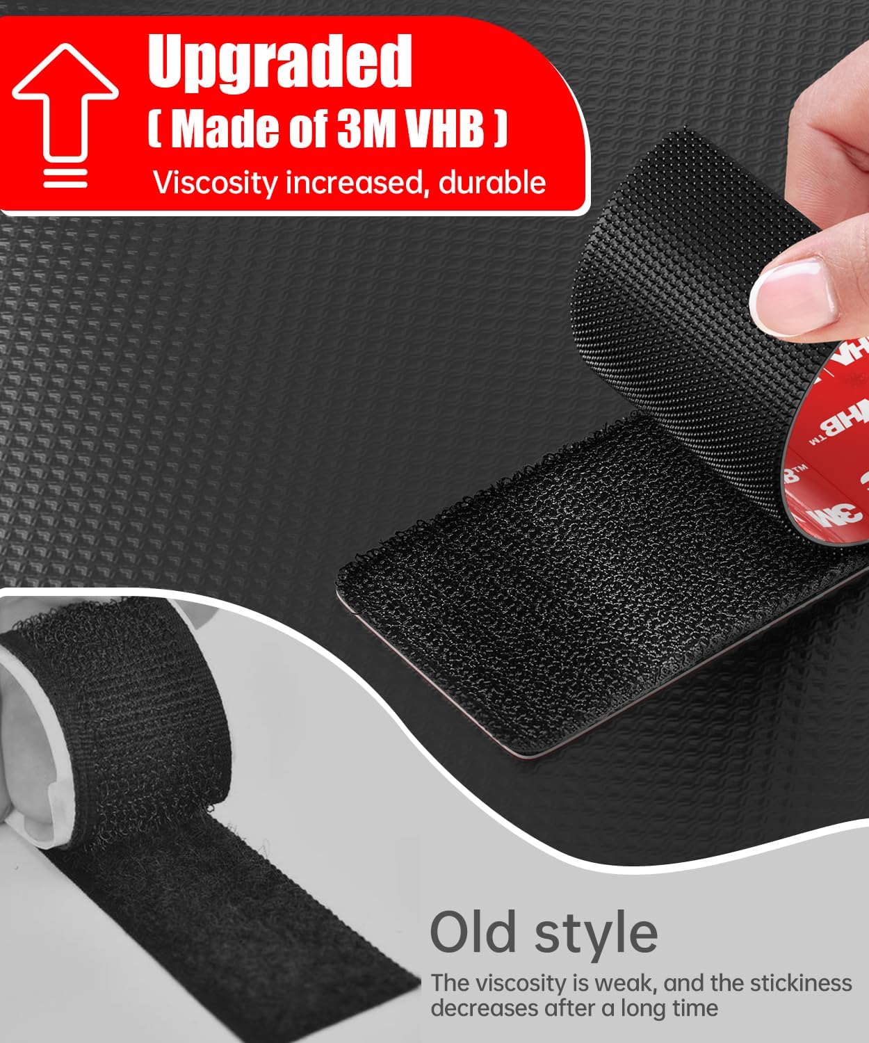 4 inch Large Wide Hook and Loop Strips with Super Adhesive Heavy Duty, Made of 3M, Heat Resistant Waterproof, Outdoor or Indoor Use, 8 Sets Black 4x2 Inch