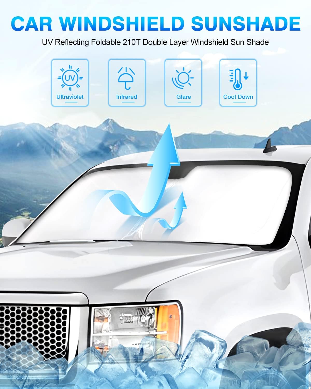 KUST Windshield Sun Shade for Nissan Titan 2020-2023 2024 Window Shade Sun Visor Cover Foldable Blocks UV Rays Keep Your Car Cooler