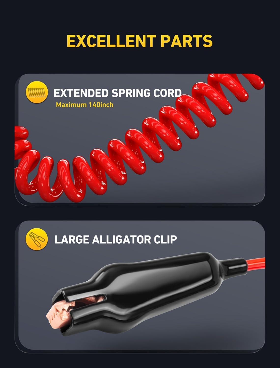 Heavy Duty 3-48V Automotive Circuit Tester with Backlit Digital LCD Voltage Display, DC Test Light with 140 Inch Extended Spring Wire, Car Truck Battery Tester with Stainless Probe