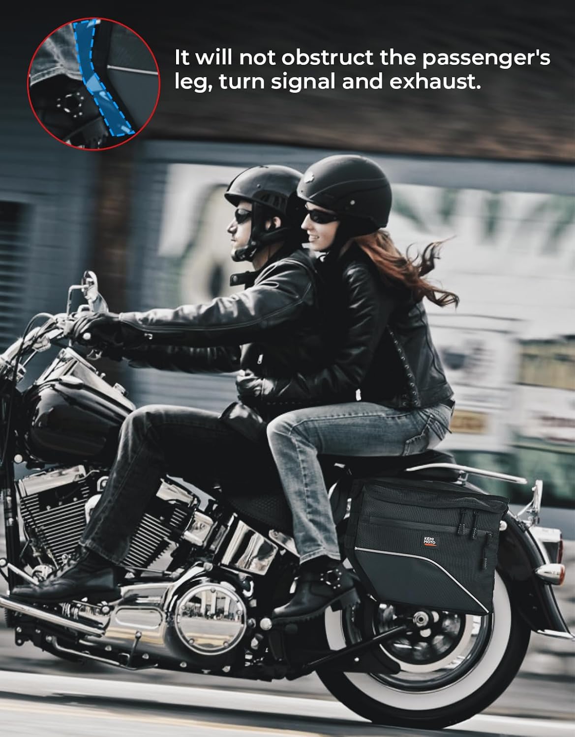 KEMIMOTO Upgrade Motorcycle Saddle Bags Middle-Sized Throw Over Saddlebags Orange Liner Scooter Panniers 26L Universal Compatible with Softail Sportster Cruiser Motorbike Dirt Bike