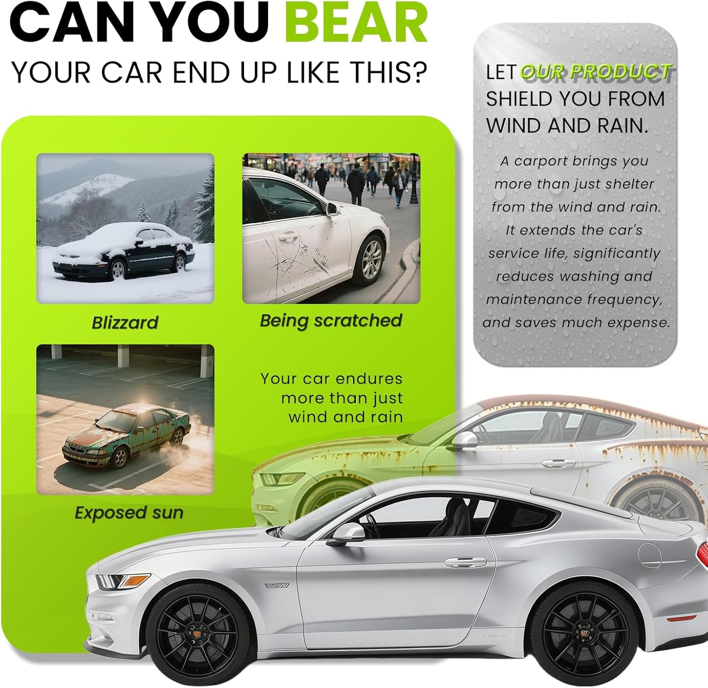 18×8.2×7.5FT Heavy Duty Carport, Portable Stainless Steel Garage, Retractable Folding Automatic Car Tent, All Weather Proof Carport, for Car, Boat, Car Canopy with All-Season Tarp