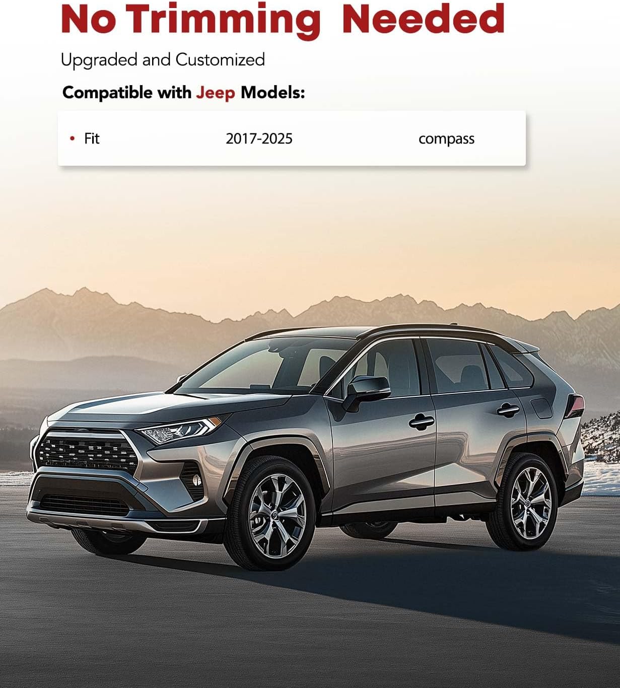 YHTAUTO Floor Mats Fit 2017-2025 Jeep Compass, TPE All Weather Car Mats Waterproof Anti-Slip Odorless Floor Liner, Interior Car Accessories Front & 2nd Row Liner