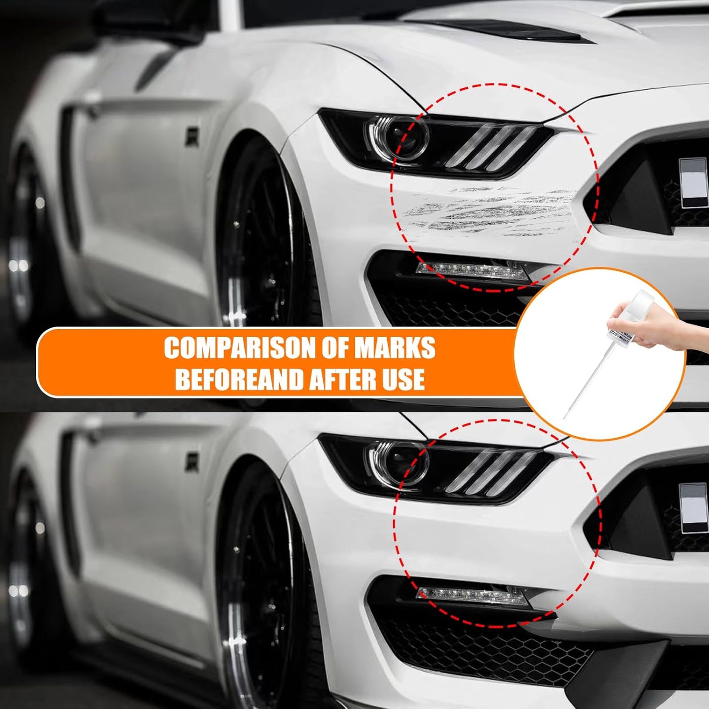 YZ/Z1/M6887 Oxford White Touch Up Paint for Ford, Car Paint Pen Scratch Repair Two-In-One Touch Up Paint, Premium Car Scratch Remover for Deep Scratches