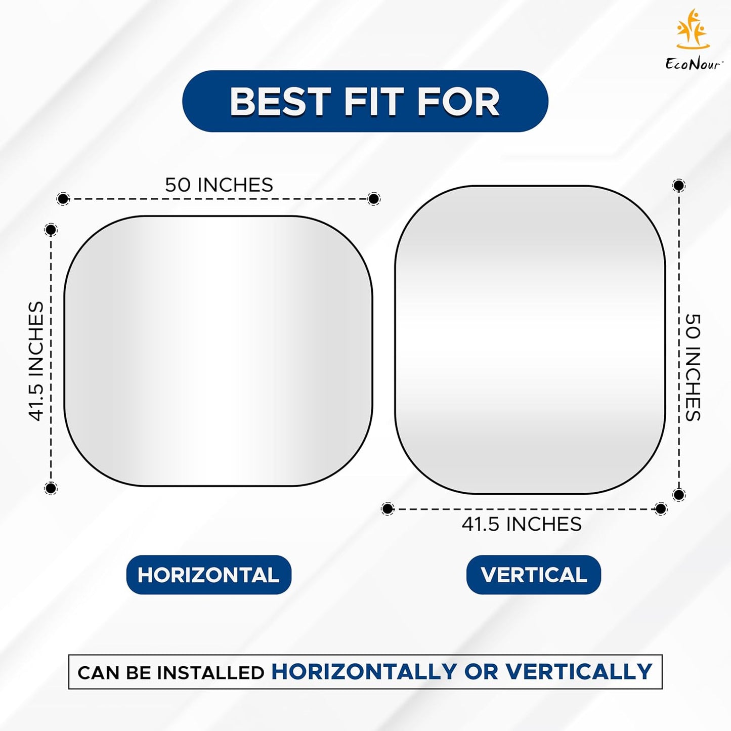 EcoNour 2-Piece Foldable Spring RV Windshield Sunshade, Reflective 240T Polyster for RVs, Trucks, Motorhomes, Bus, Side Window, XX-Large (Each 41.5 in x 50 in)