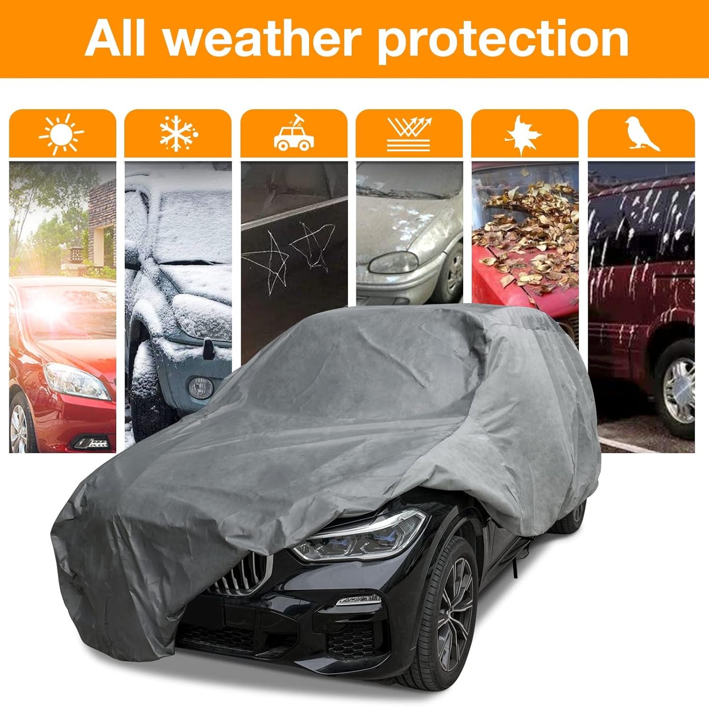 XCAR Ultra Light Waterproof SUV Car Cover for Automobiles All Weather Protection, Windproof & Breathable, Fits Cars Up to 187"