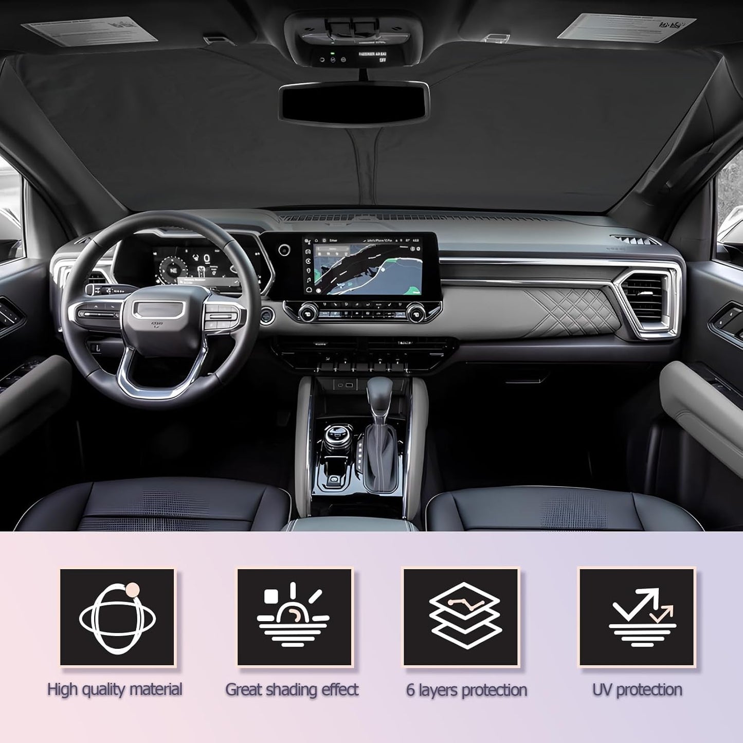 LUWU for 2024 2025 Chevy Colorado Windshield Sun Shade 2024 2025 Colorado Windshield Sunshades 2024 2025 Chevy Colorado Accessories Sunshade Cover Block UV Ray Front Window Sunshade