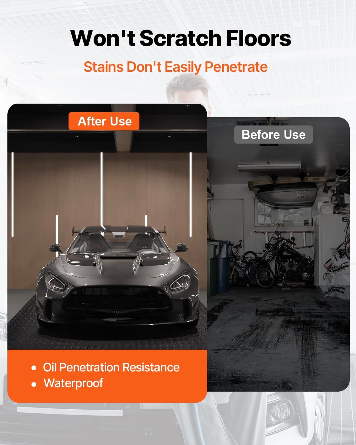 VEVOR Diamond-Plate Flooring Roll, SBR Rubber Mat, Easy to Clean, Gym & Garage Industry, Black