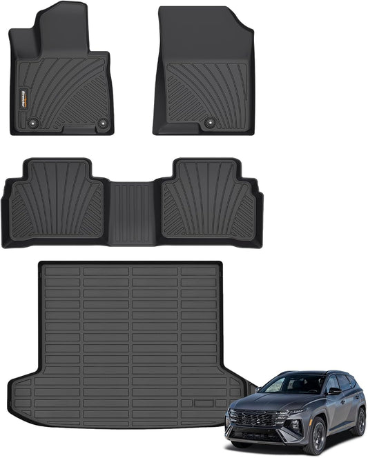 Binmotor-Floor Mats with Cargo Liner for Hyundai Tucson 2022-2025(Only for Gas Models), Tucson All Weather Car Floor Mats, Cargo Mat Rubber Liners Accessories for Hyundai Tucson Petrol Models
