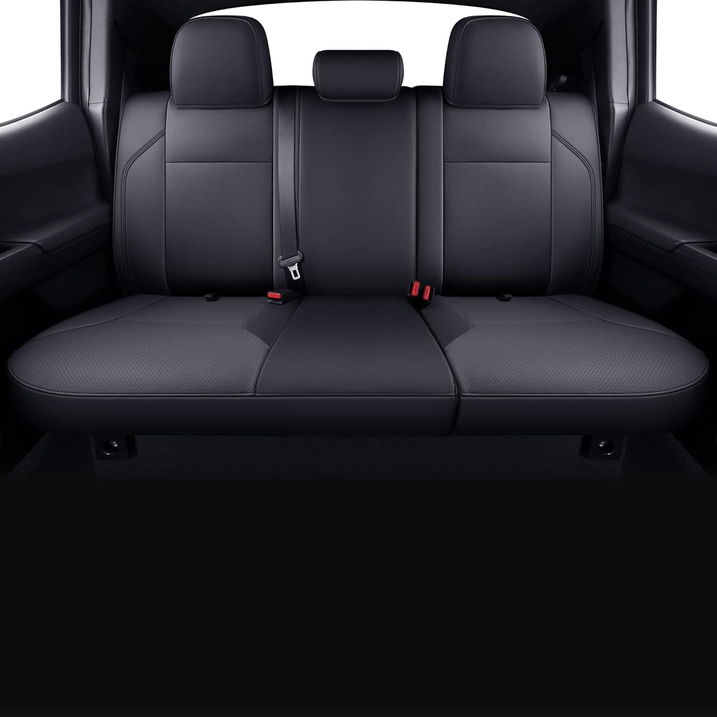 LUCKYMAN CLUB Tacoma Custom Fit Seat Covers for 2024 2025 Tacoma Crew Cab with Faux Leather (Black)