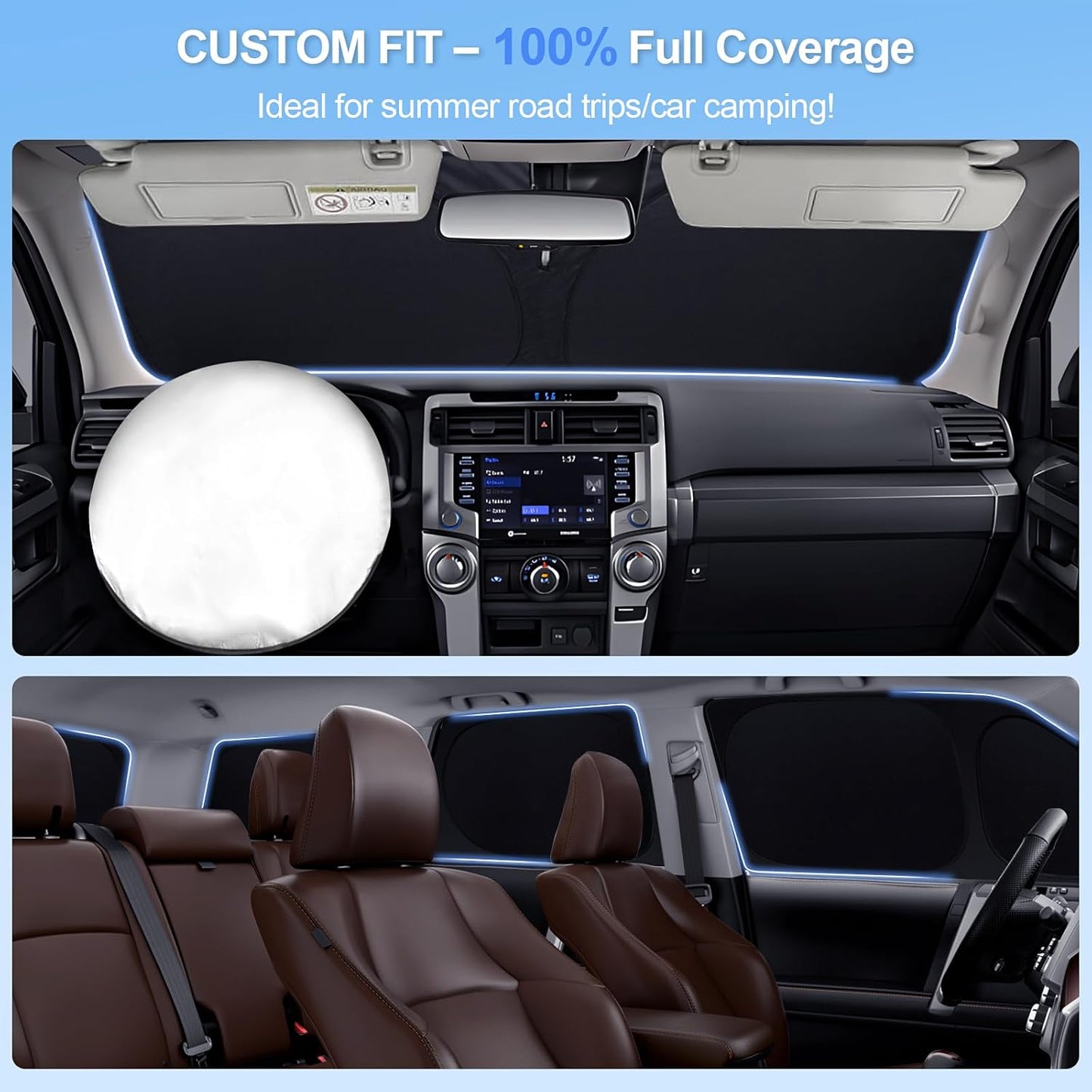 8pcs Car Window Shades for Honda Civic 2016-2021 Accessories,Windshield Side Rear Full Sunshade,Sun Visor UV Blocking, Privacy Protection and Blackout for Camping Outdoor