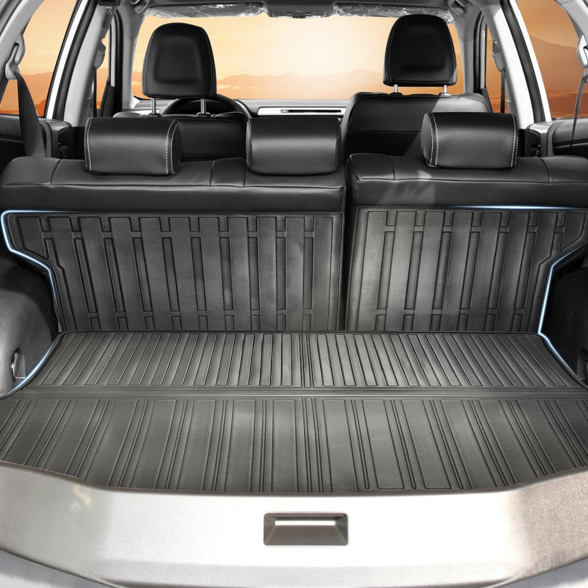 Vanseno Cargo Liner & Backrest Mat Compatible for 2013-2018 Toyota Rav4 Trunk & Rear Backrest All Weather Mats Liner (13-18RAV4)