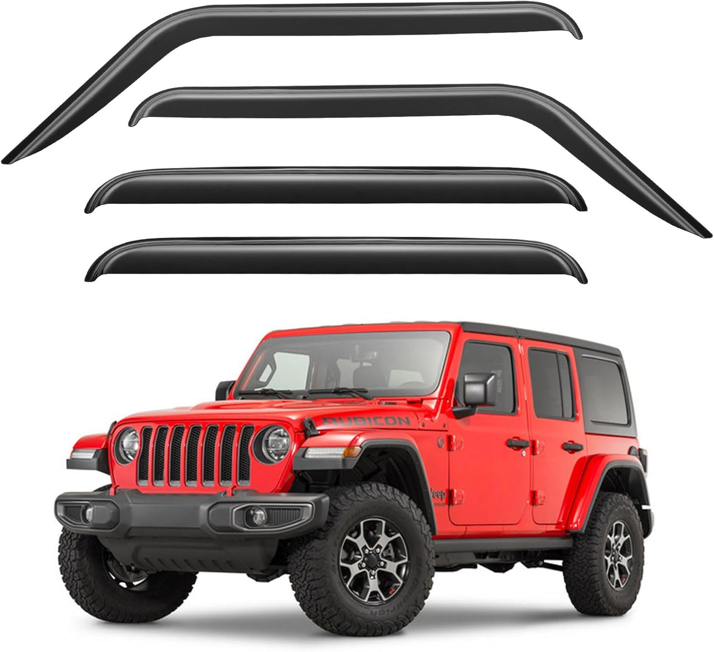 Window Visors Rain Guards for 2018-2025 Jeep Wrangler JL, Out-Channel Window Vent Wind Deflectors Visors Shades for 2020-2025 Jeep Gladiator