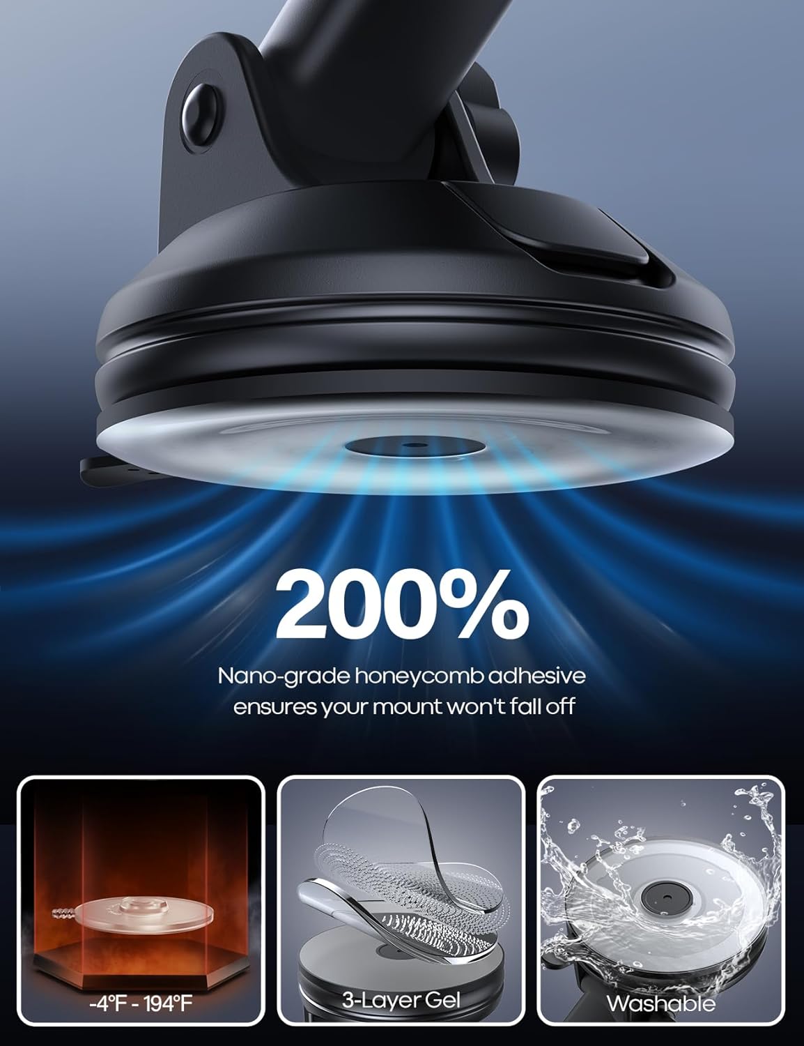 Lamicall Cell Phone Holder Car - [Ultra 70LBS Suction] Phone Mount for Car Quick Release Adjustable Car Phone Holder Mount Dashboard for iPhone Smartphone (Dark Grey)