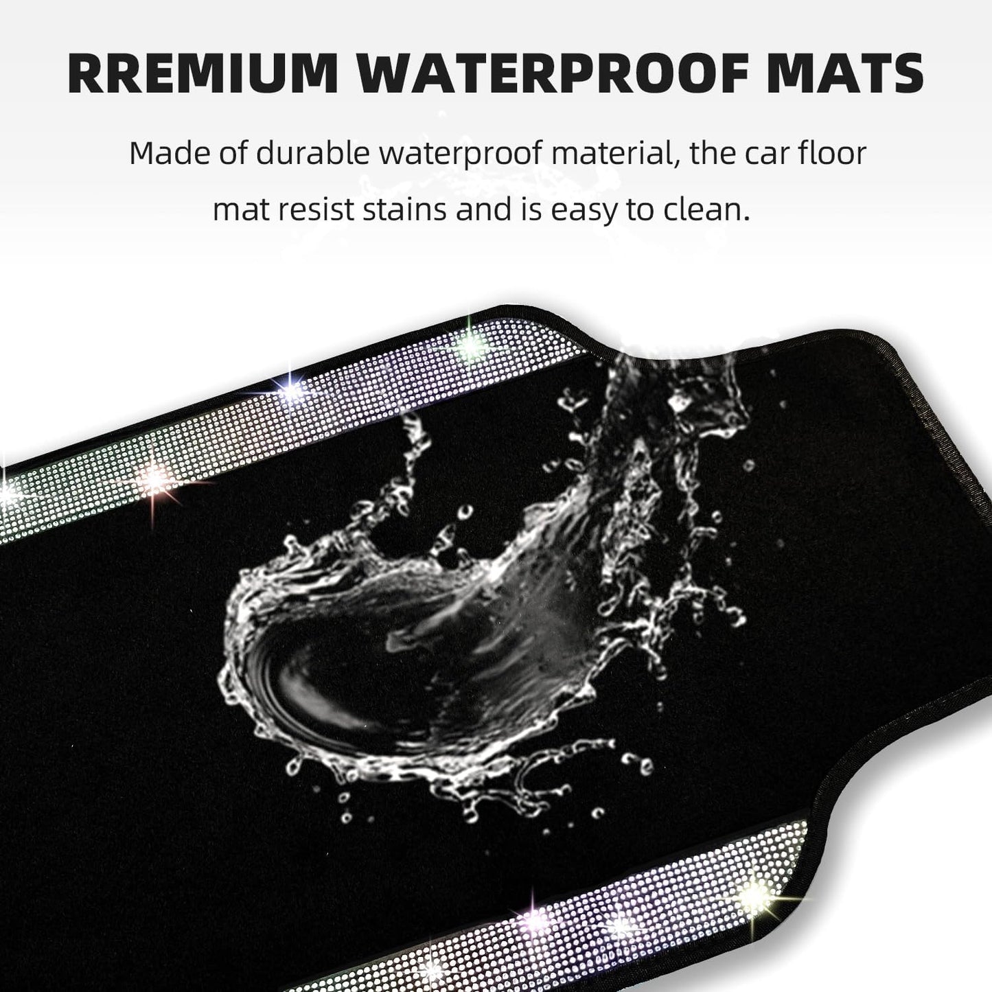 NBTEPEM Multicolor Bling Car Floor Mats Full Set, Universal Fit Most Cars,SUV, Trucks, 4 pcs Sparkle Glitter Diamond Carpet for Women Girls with Anti-Slip Pad (Colorful Diamond)