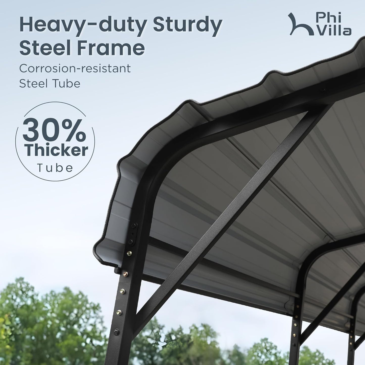 PHI VILLA 35 x 14 ft Heavy Duty Metal Carport with Galvanized Steel Roof for RVs, Cars, Boats, and Tractors