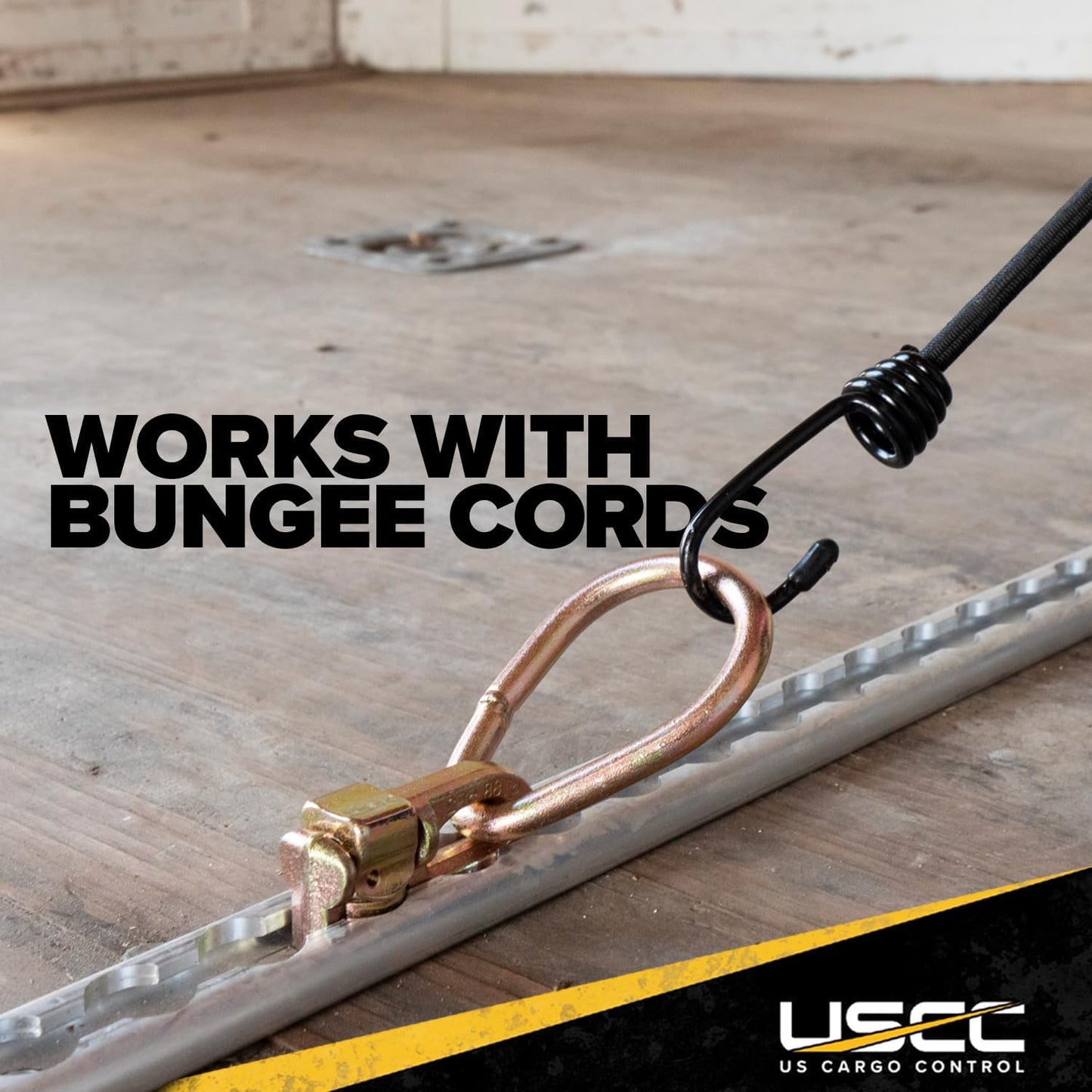 US Cargo Control Double Stud L Track Fittings with Pear Link (4-Pack), 5,000 Pounds Break Strength, Use with L Track Rails in Truck Bed or Trailer, Automatic Locking with Spring Release