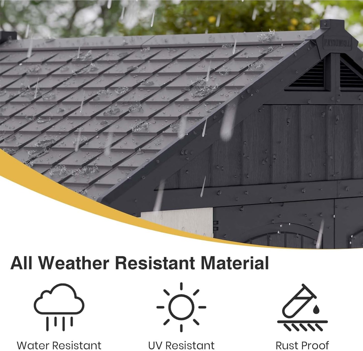 Patiowell 8x6 FT Outdoor Storage Shed, Plastic Shed Resin Garden Shed with Floor & Window & Lockable Door for Patio Furniture, Backyard Tools, Bicycles & Lawnmower, Beige