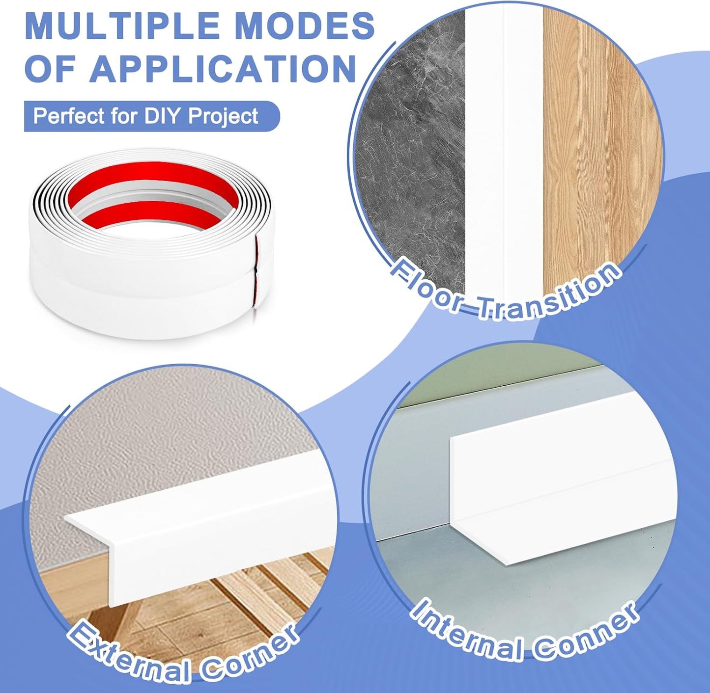 Wall Corner Protector Moulding Trim Peel and Stick Wall Corner Guards Trim Flexible Self Adhesive Edge Protector Moulding, 2.4 in x 40 Ft, White