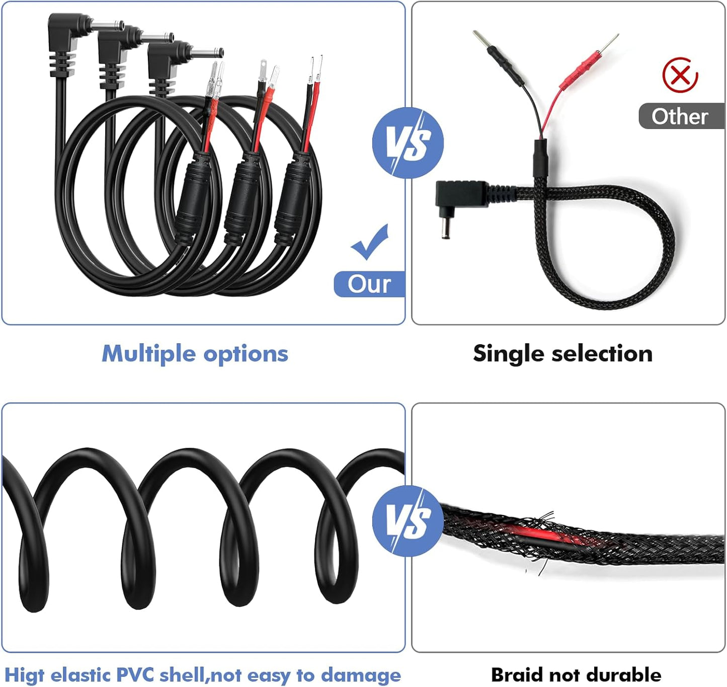 Radar Detector Hardwire Power Cord, Rearview Mirror Plug Cable, with Inline Fuse Holder,Suitable for Uniden Escort Beltronics Valentine One Cobra Whistler Radar Detector,3-Piece Set,17.7'' (DC3.5)