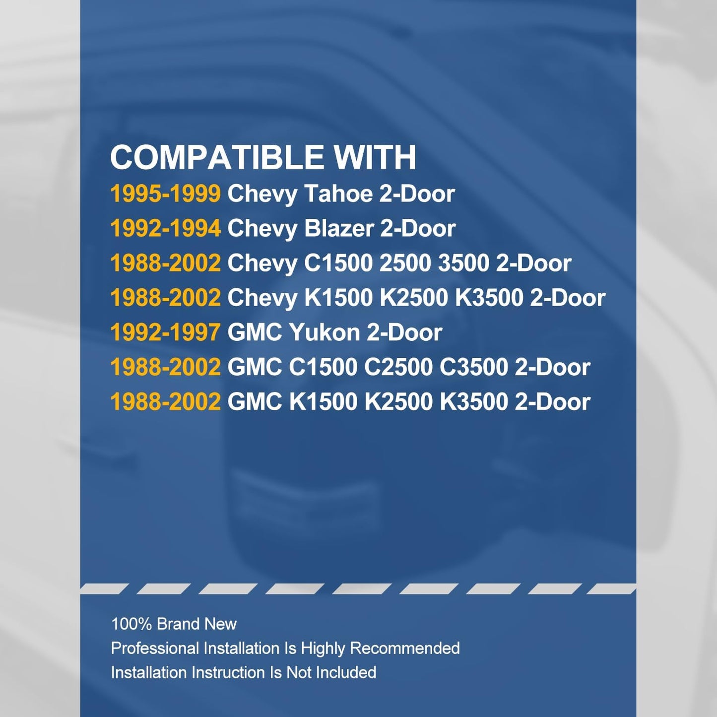 Auto Dynasty 2Pcs Carbon Fiber Pattern Window Visors Compatible with 1988-2002 Chevy Tahoe Blazer GMC Yukon C/K 1500 2500 3500 2-Door Fleetside, Tape-On Window Deflectors Rain Guards Side Vent Shade