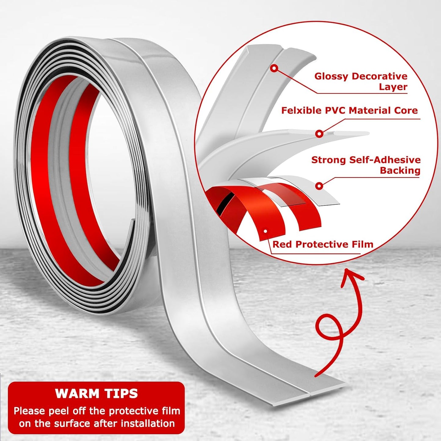 Flexible Peel and Stick Wall Corner Guards - Edge Protector Self Adhesive Trim Strip for Wall Edge (Silver, 2.4 in x 40 Ft)