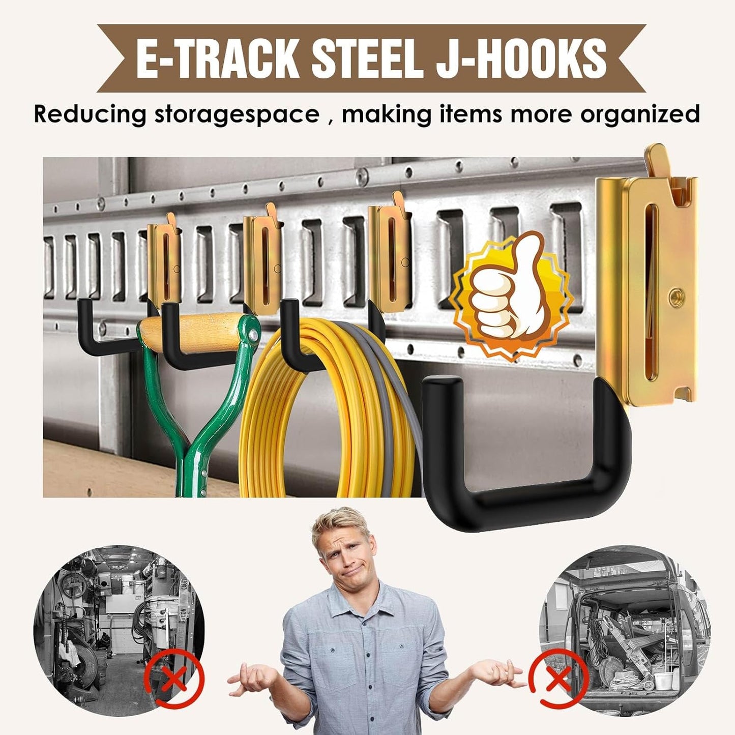 E Track Hook E Track Accessories ，E Track Accessories for Enclosed Trailer The dip molding Process is More Rust Resistant (6PCS E Track J Hooks)