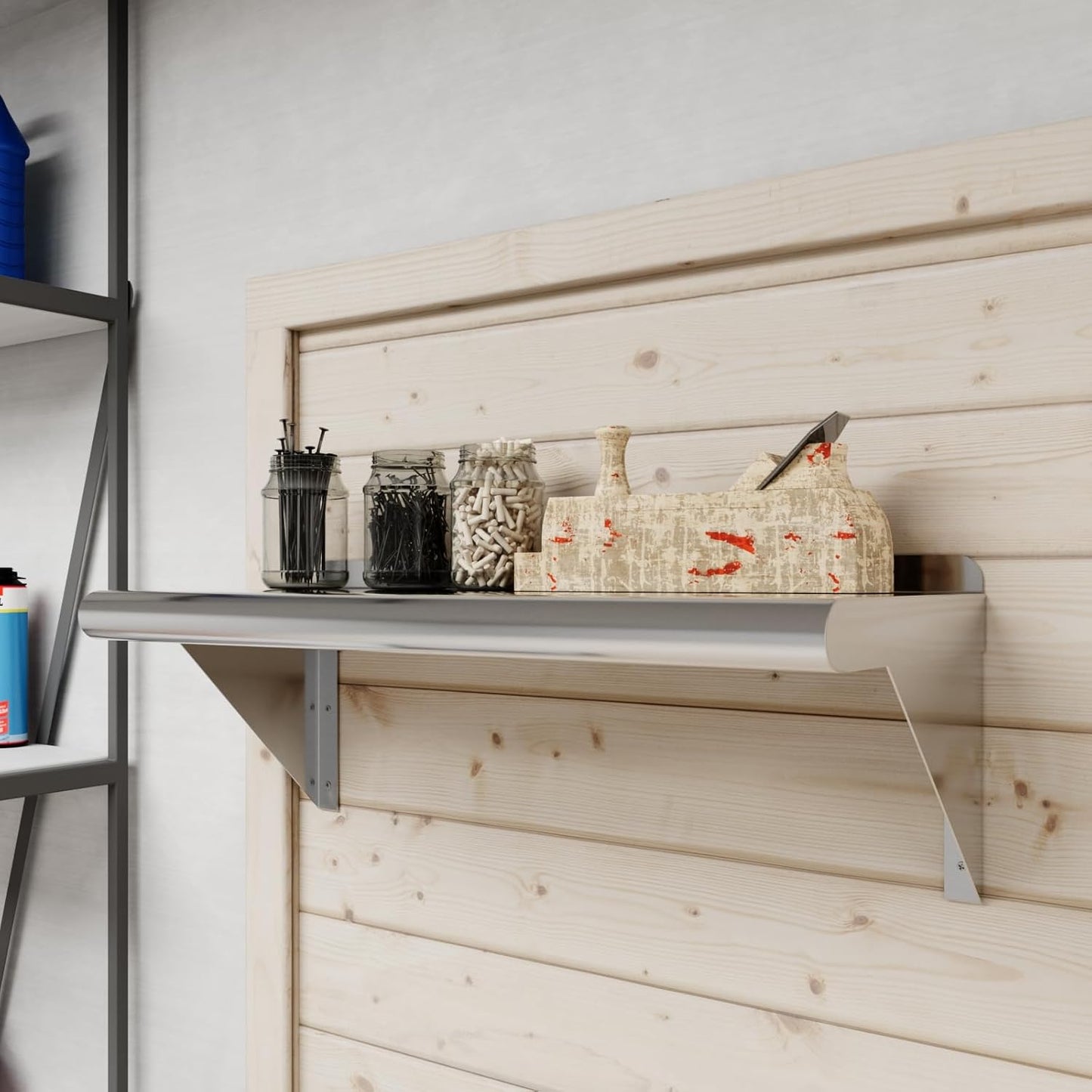 AmGood 24" Long X 10" Deep Stainless Steel Wall Shelf | NSF Certified | Appliance & Equipment Metal Shelving | Kitchen, Restaurant, Garage, Laundry, Utility Room