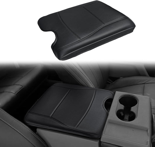 Muslogy Center Console Armrest Cover Compatible with Ford F-150 F150 2015-2024 2025 Comfort Armrest Pad Arm Rest Cushion Vegan Leather Protector Regular Thick(Jump Seat ONLY)