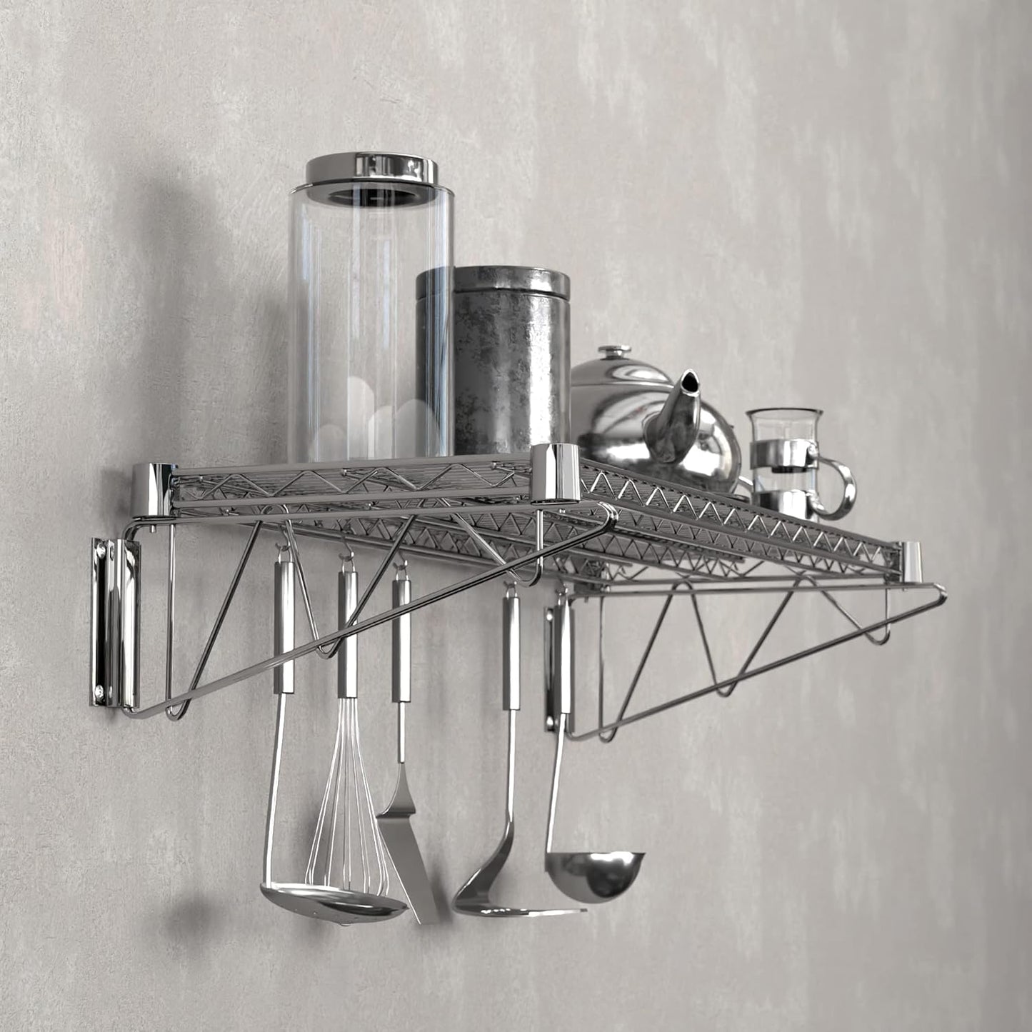 14" x 36" Chrome Wire Wall Mount Shelf