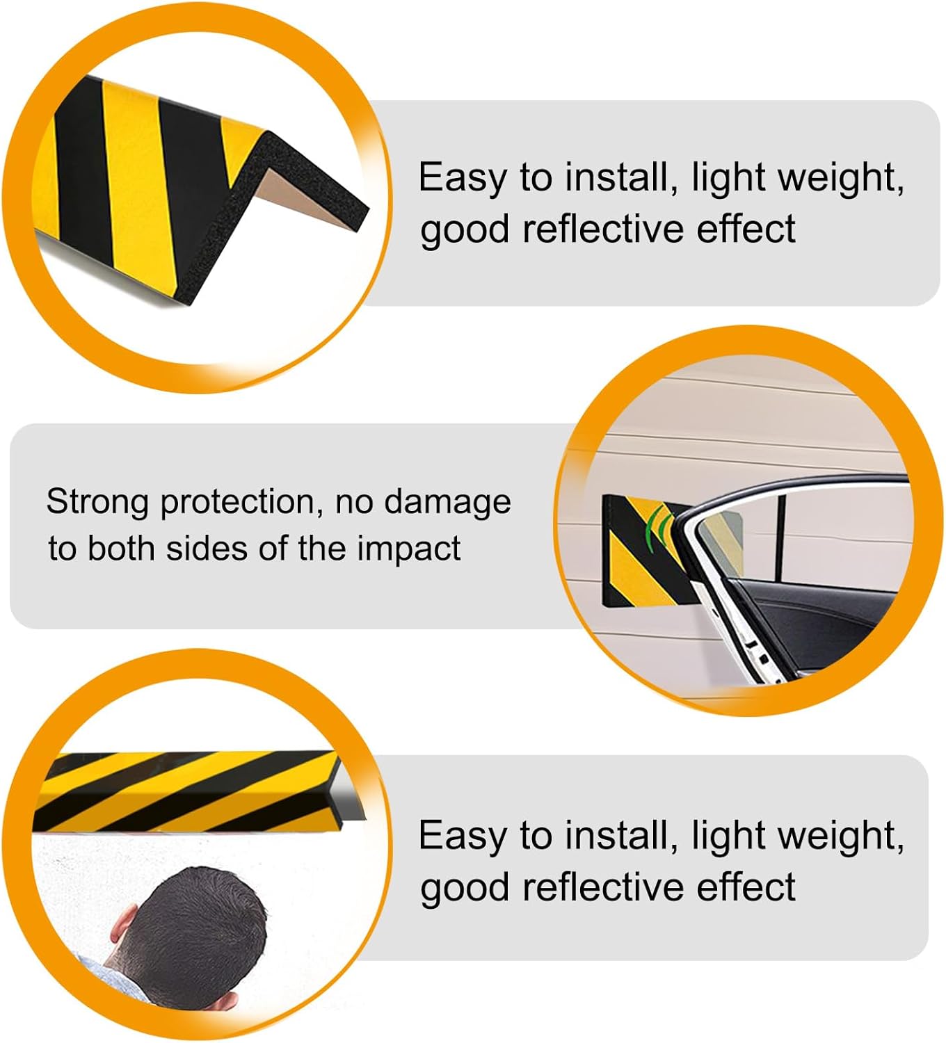 2pcs Garage Wall Guards Wall Protector Cover Yellow and Black Foam Wall Corner Guard for Parking Garages (Yellow+Black)