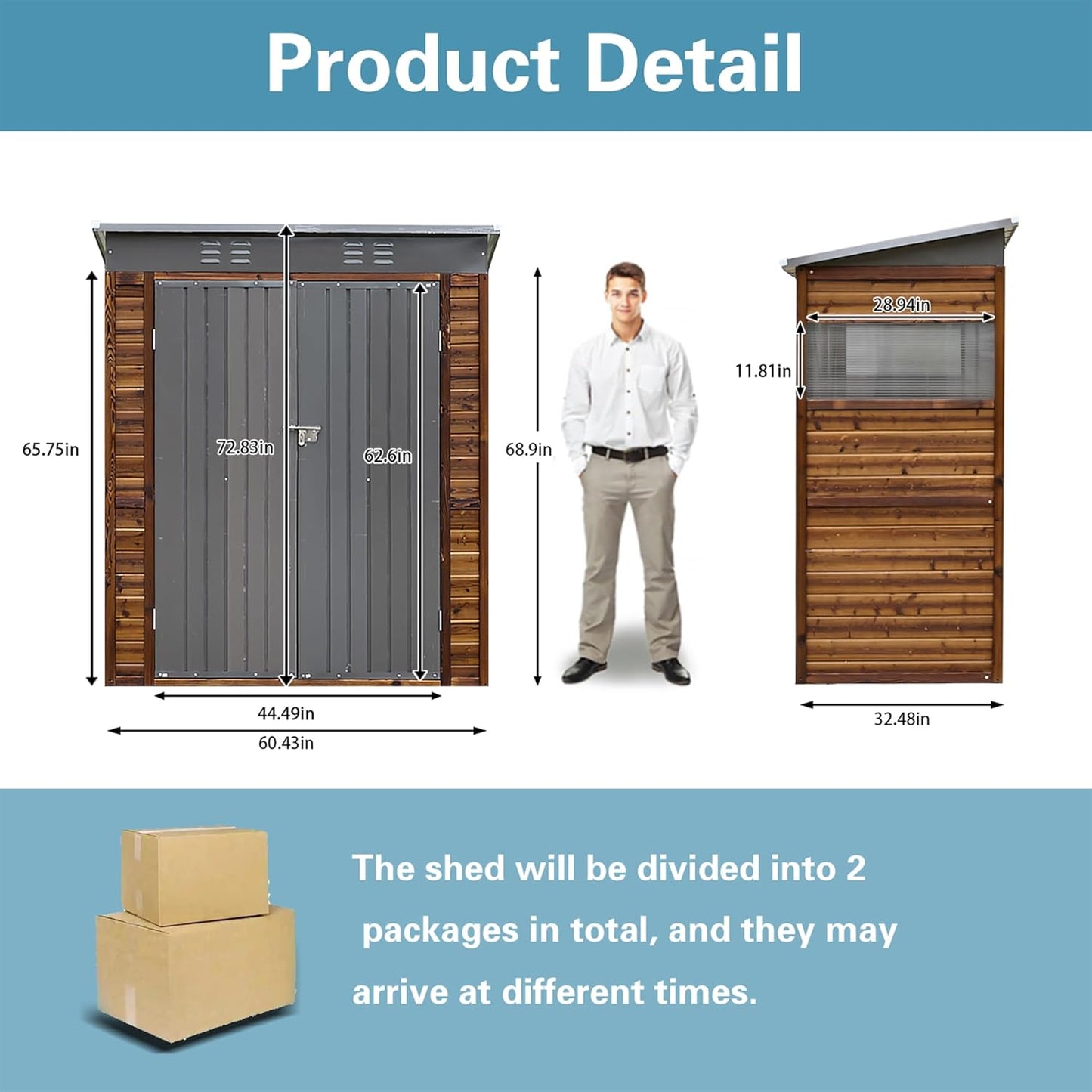 MyVoice 3x5 FT Wooden Outdoor Storage Shed with 4 Vents & 2 Adjustable Windows, DIY Cedar Tool Shed Kit, Garden Bike Firewood Storage, Waterproof Backyard Outdoor Shed for Patio, Lawn, Yard & Garage