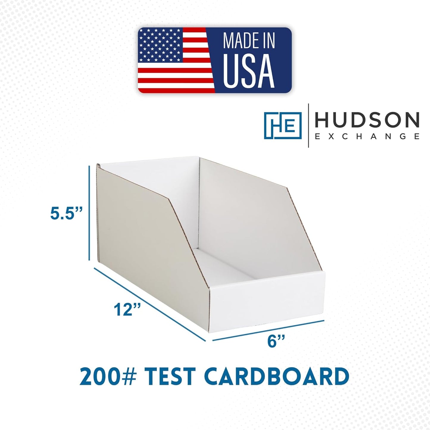 Hudson Exchange 6x12x5.5" (25 Pack) Corrugated Parts Bin Box For Storage & Organization, White