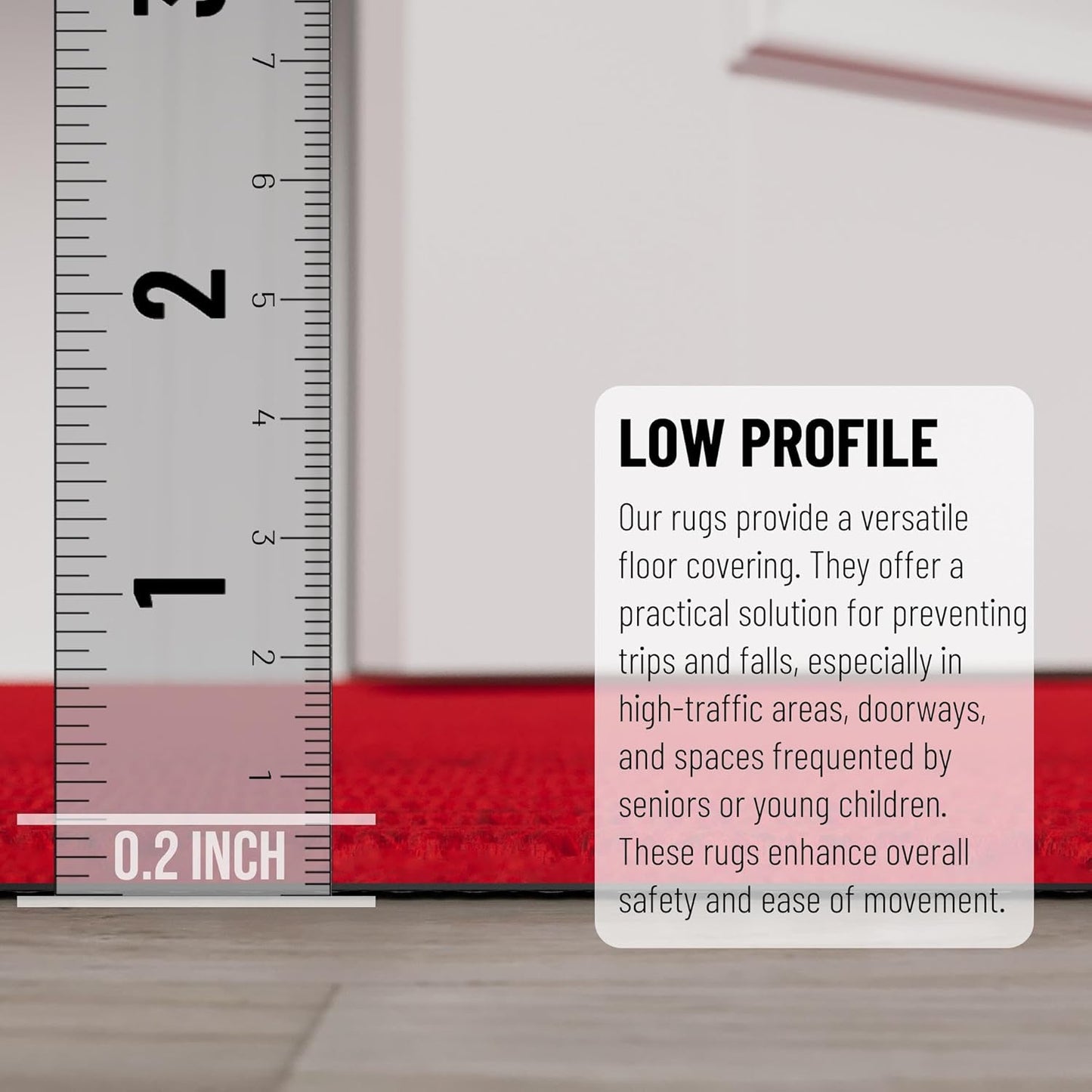 Ottomanson 2'7" x 8' Hallway Runner with Scraper Pile Extra Durable Non-Slip Rug Mat for Indoor & Outdoor Use - Ideal for Kitchen, Entryway, Patio & Garage - High-Traffic Carpet, Red