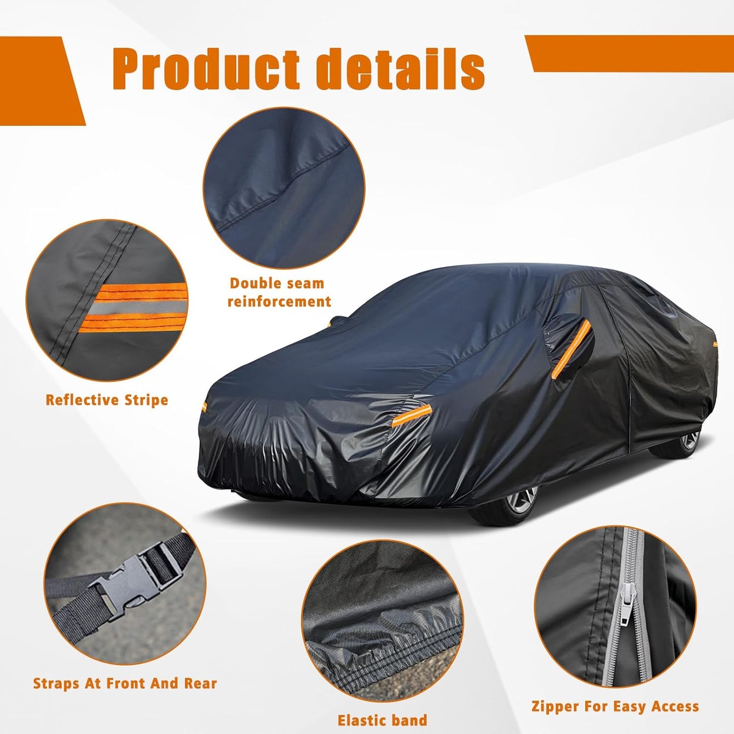 Kayme 7 Layers Car Cover Custom Fit for BMW 3 Series 320i 325i 328i 330i 335i (2013-2025) Waterproof All Weather for Automobiles, Outdoor Full Cover Rain Sun UV Protection.Black