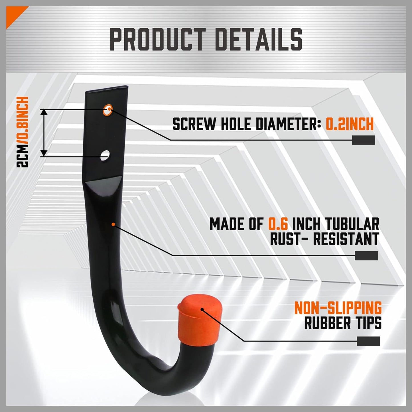 HORUSDY 6 Pack Garage Hooks, Utility Hooks, Garage Hook Heavy Duty Wall Hook (Black)