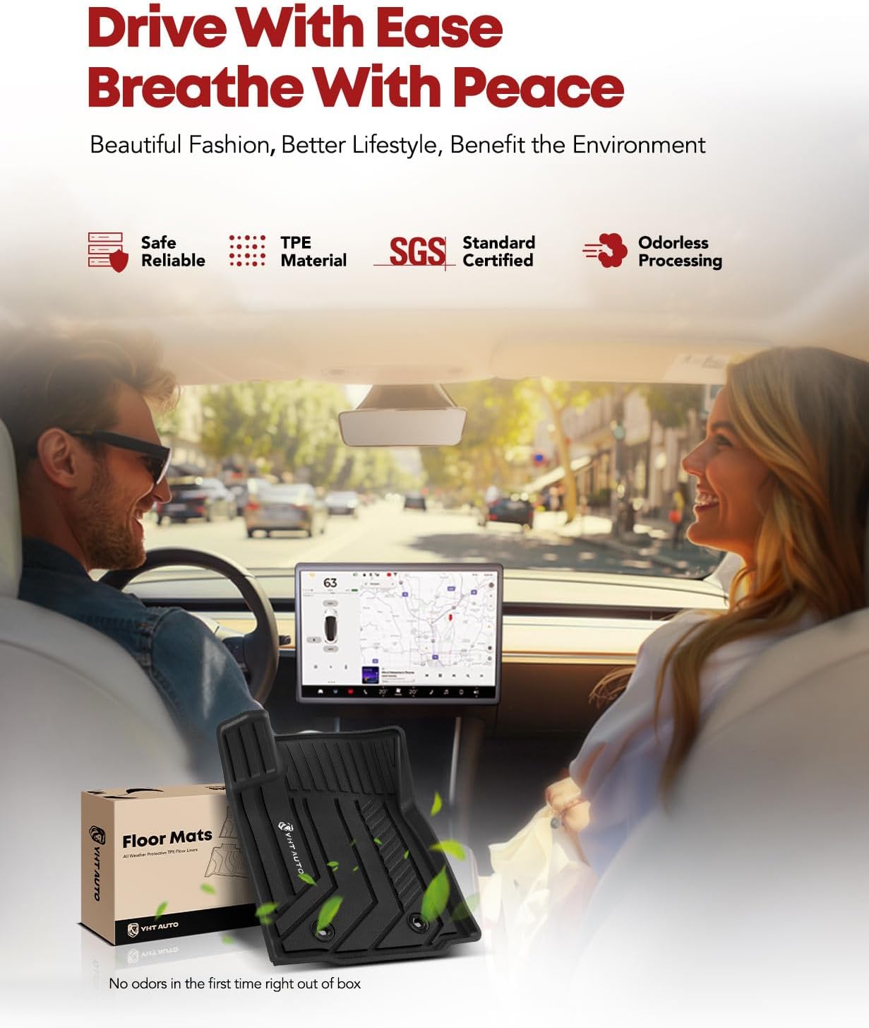 YHTAUTO Floor Mats Fit 2016-2023 Toyota Tacoma, TPE All Weather Car Mats Waterproof Anti-Slip Odorless Floor Liner, Interior Car Accessories Front Liner, 2PCS Black