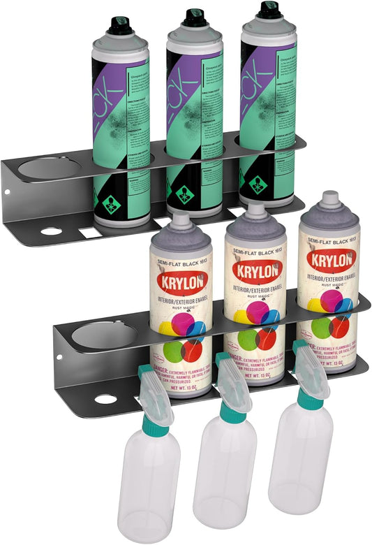 EVERHANGER Spray Can Holder, Wall Mount Spray Bottle Storage Rack Heavy Duty Spray Paint Bottle Organizer for Garage & Home, 8 Can Holes