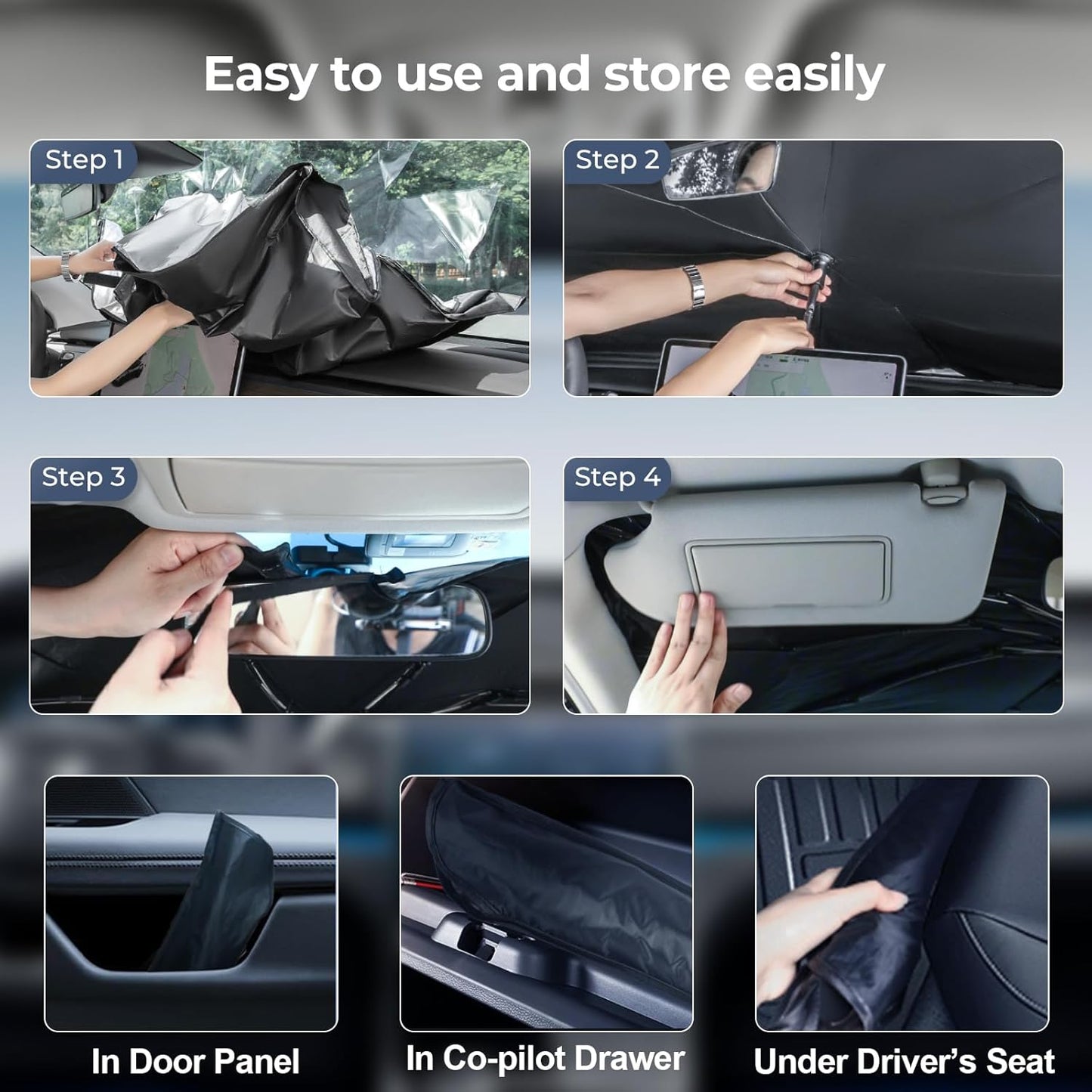 Windshield Sun Shade Umbrella for 2016-2022 Toyota Prius Hatchback Accessories: Custom Fit 240T Silver, Double Thickened, Foldable Sunshade Window Sun Visor, Ultimate 99% UV Blocking for XLE, Limited