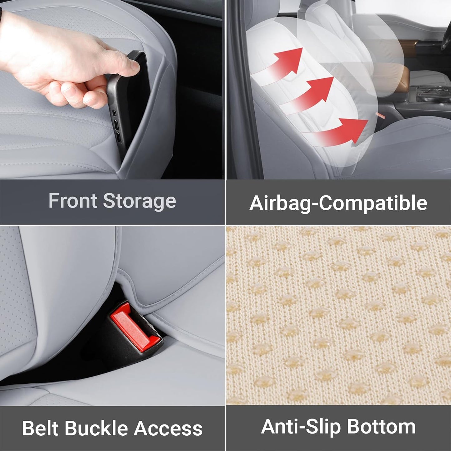 Coverland Custom Car Seat Covers Compatible with 2007-2013 Sierra 1500 Extended Cab - Premium Leather Non-Slip Waterproof Cover Interior Protector Full Set-Gray [See Size Chart-Size X115]