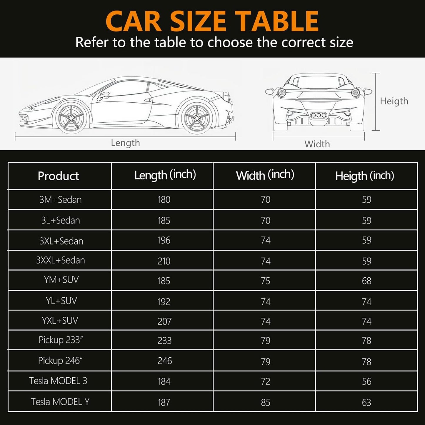 Car Covers for Automobiles,6 Layers Car Cover Waterproof All Weather, Full Exterior Cover with Zipper, Outdoor Car Cover Sun UV Rain Snow Wind Protection, Fit for Tesla Model Y